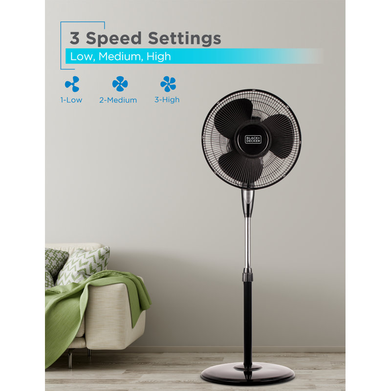 Adjustable 3-Speed Pedestal outlet Tower Fan with Remote and Timer, Gray